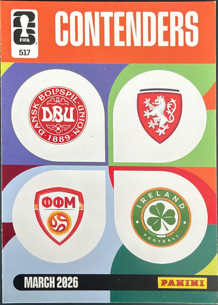 Team Logos (Denmark-North Macedonia / Czech Republic-Republic of Ireland) – Panini Adrenalyn XL FIFA World Cup 2026 – #517