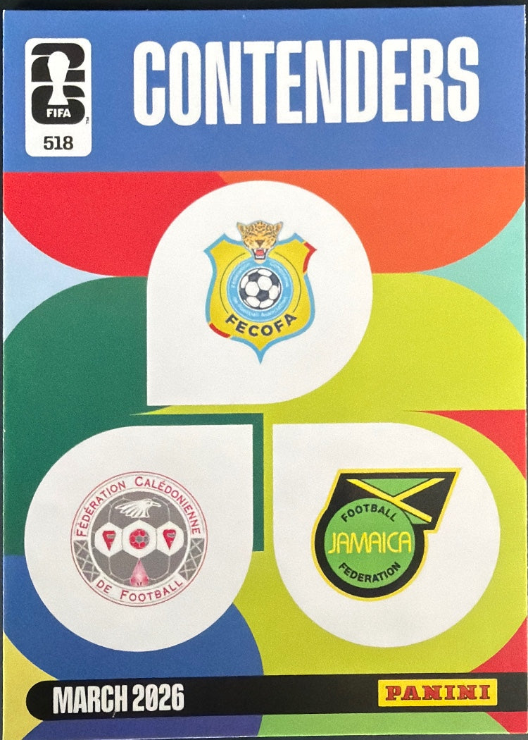 Team Logos (New Caledonia-Jamaica / DR Congo) – Panini Adrenalyn XL FIFA World Cup 2026 – #518