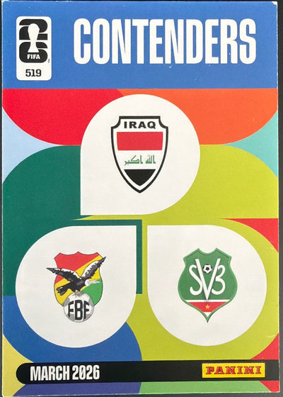 Team Logos (Suriname-Bolivia / Iraq) – Panini Adrenalyn XL FIFA World Cup 2026 – #519