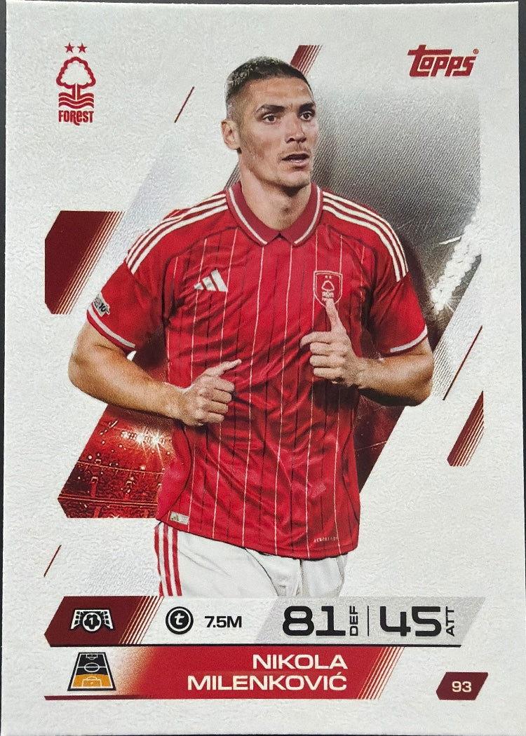 Nikola Milenković – Topps Match Attax Champions League 2025/26 – #93
