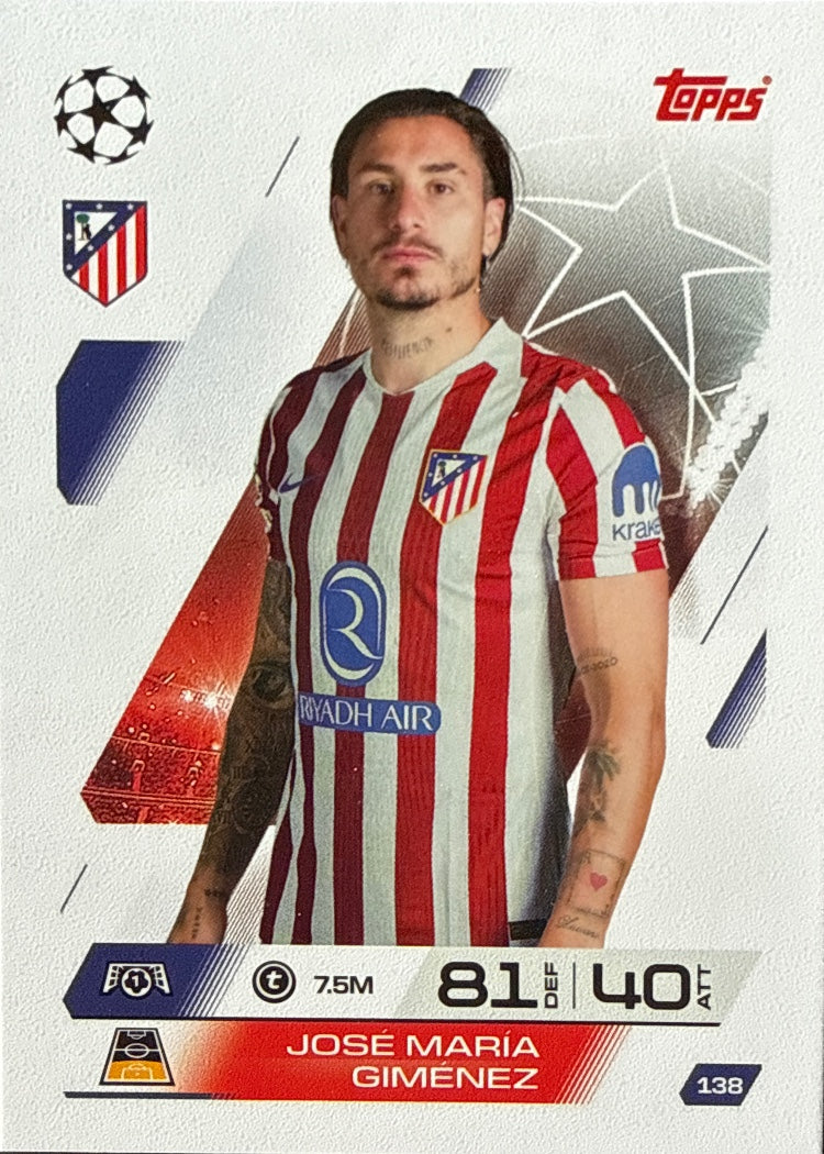 José María Giménez – Topps Match Attax Champions League 2025/26 – #138